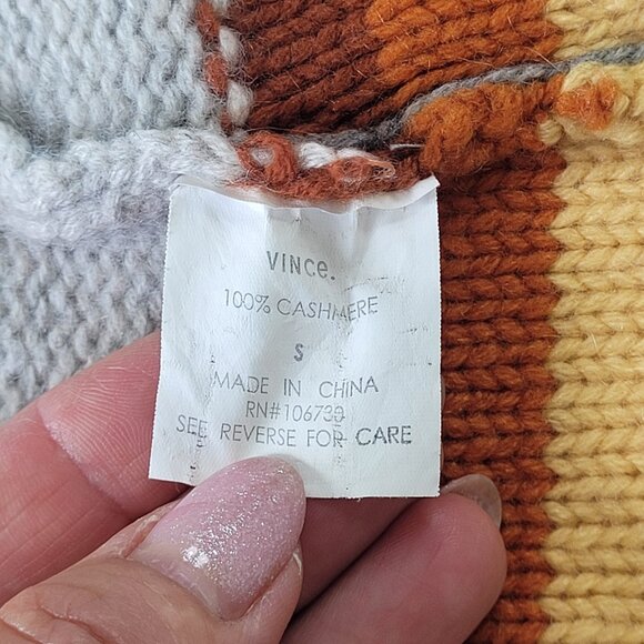 Vince 100% cashmere warm striped open front cardigan sweater size S - Picture 10 of 10